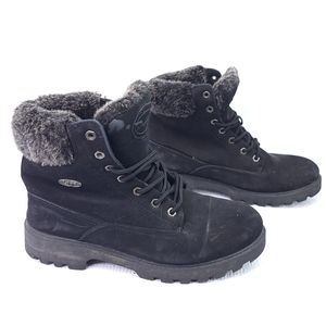 Lugz Empire Ankle Boots Faux Fur Black Booties Slip Resistant Shoes Size 11